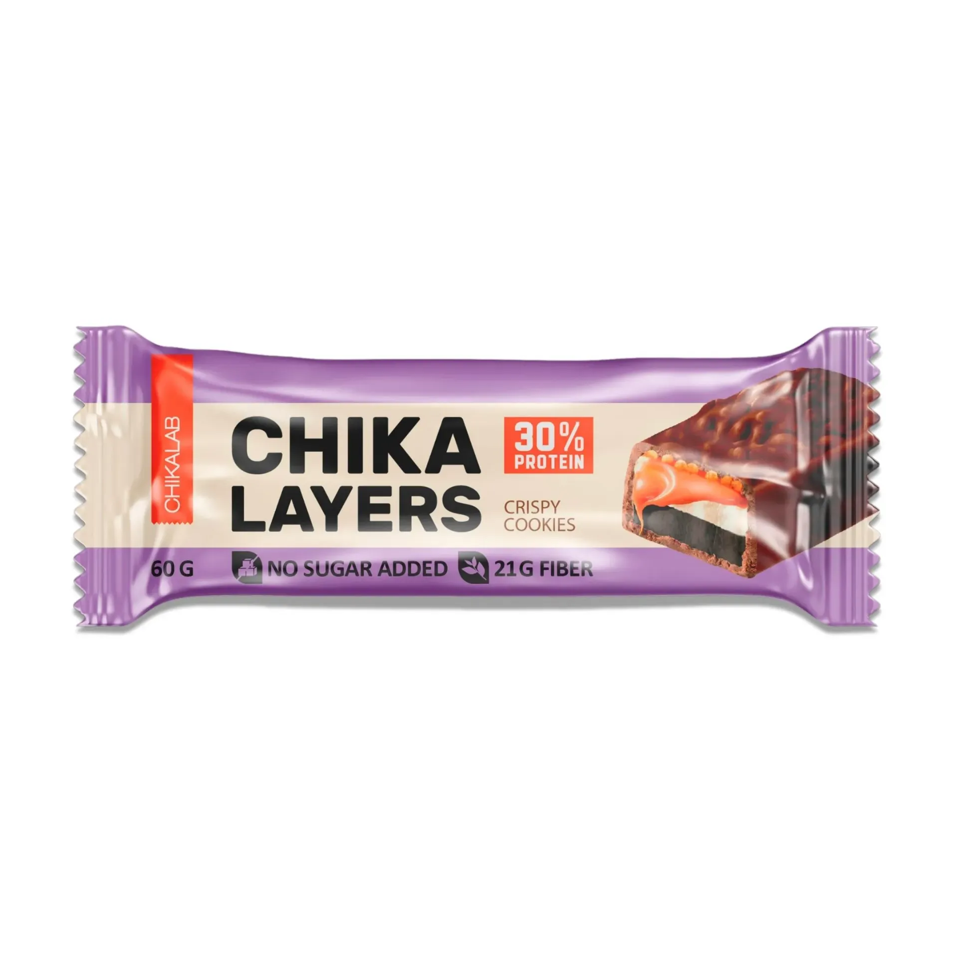 [4610169565799] Chikalab Chika Layers Chocolate covered protein bar with Crispy Cookies, 60 g.