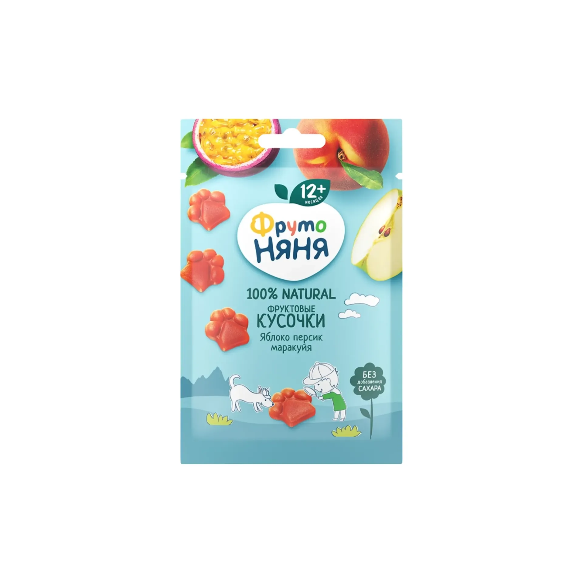 [43001105] Fruto Nanny, เยลลี่ฟรุตสไลด์รสแอปเปิ้ล พีชและเสาวรส ไม่เติมน้ำตาล, 15 กรัม.