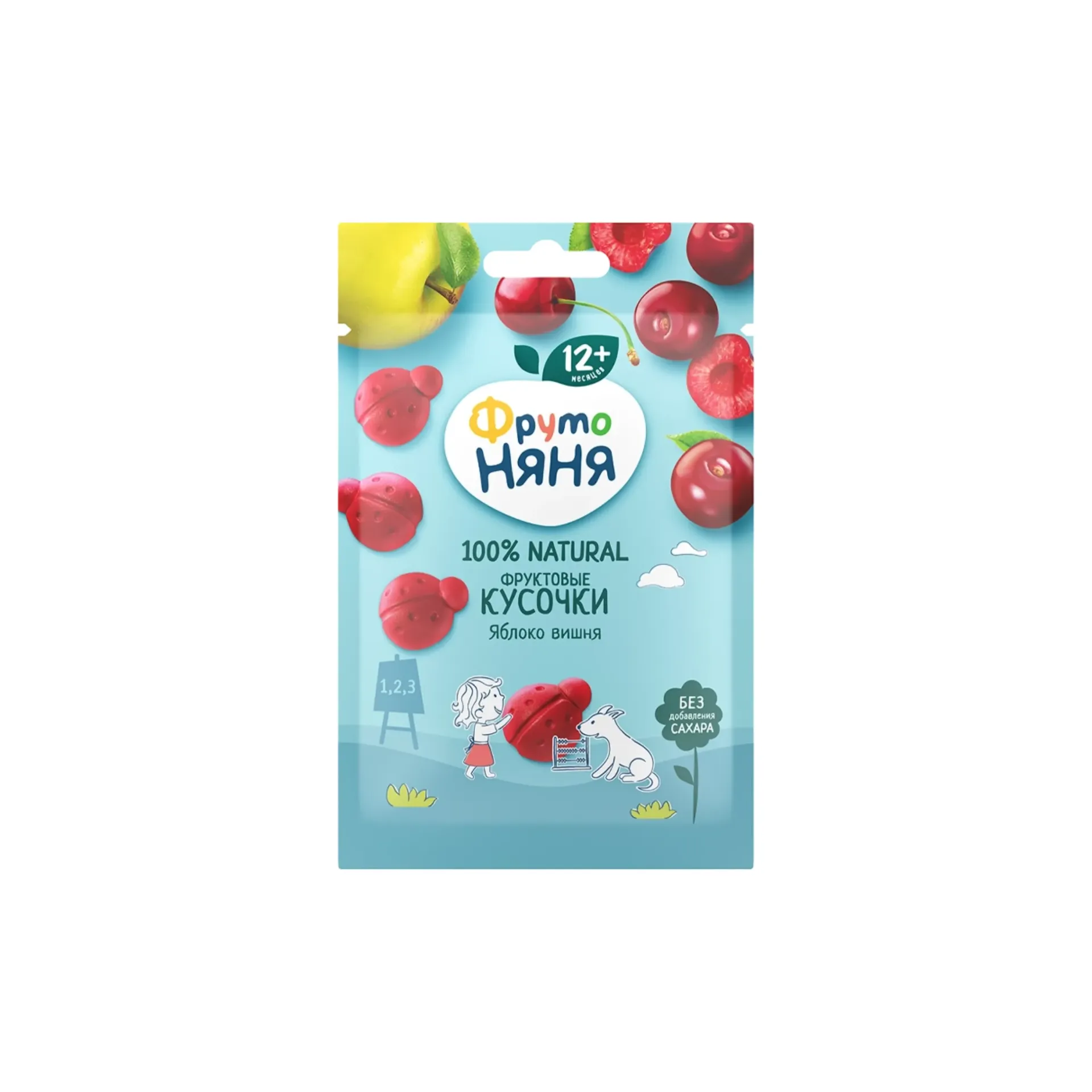 Fruto Nanny, เยลลี่ฟรุตสไลด์รสแอปเปิ้ลและเชอร์รี่ ไม่เติมน้ำตาล, 15 กรัม.