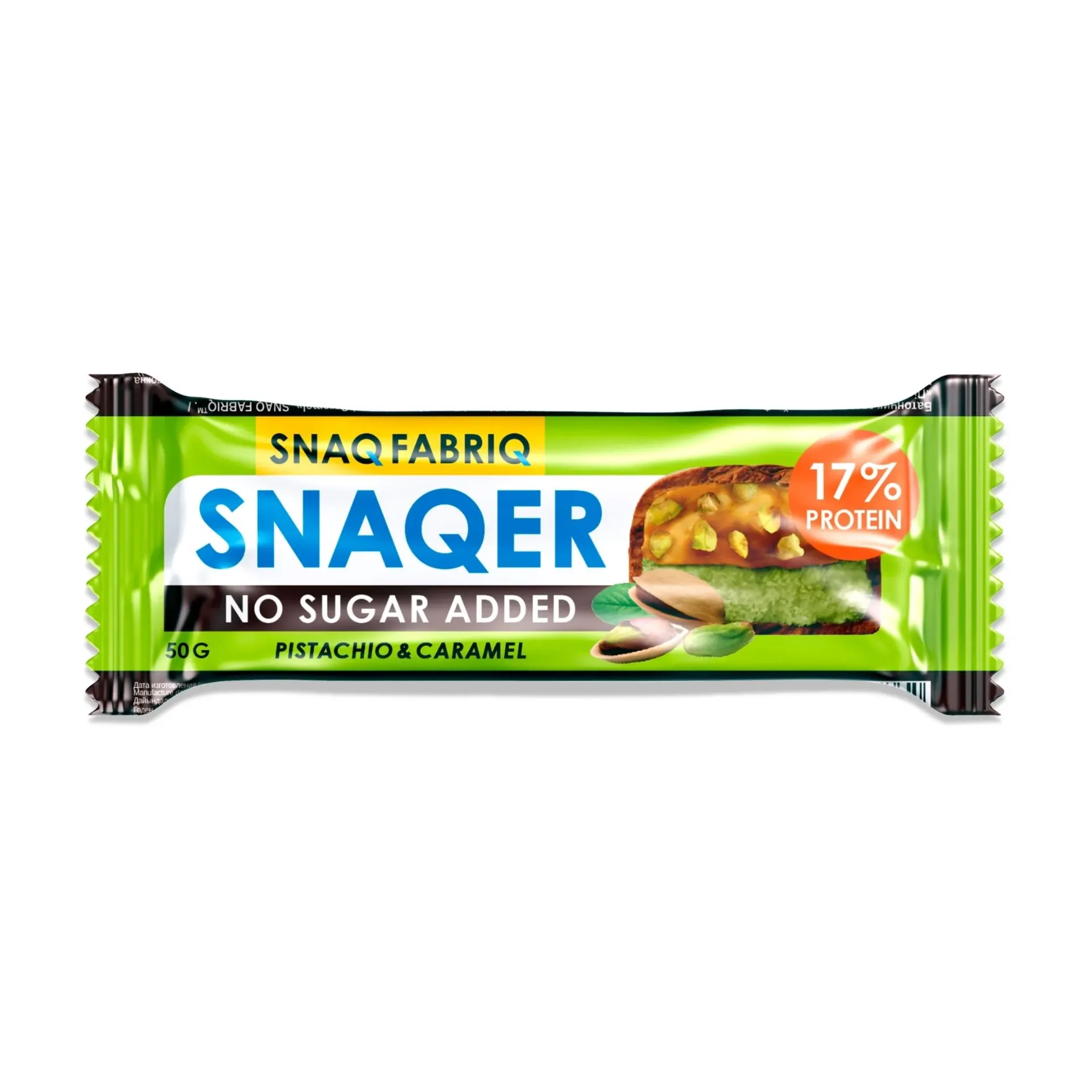 [4610169560862] Snaq Fabriq SNAQER Glazed bar, Pistachio & Caramel, 50 g.