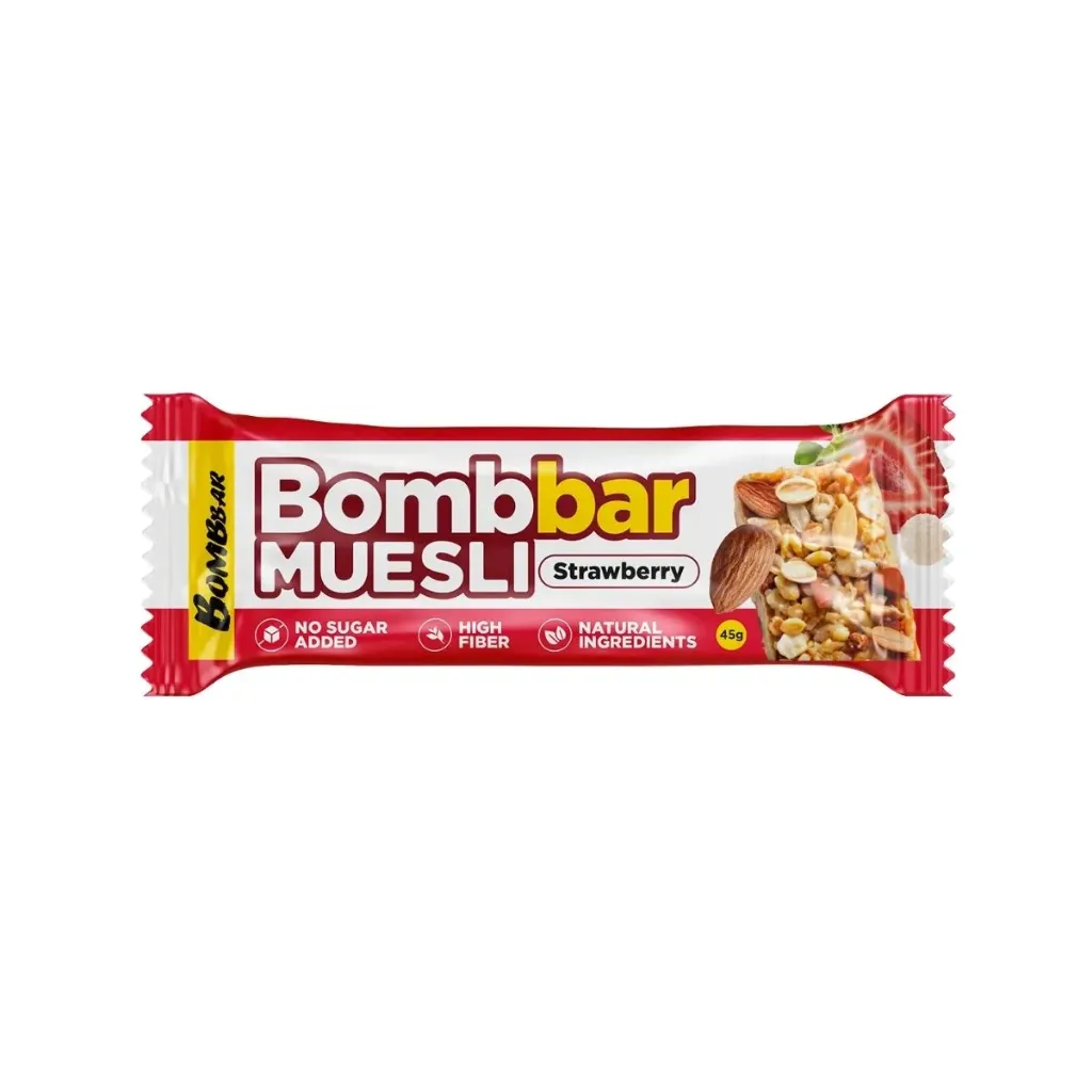 [4680046720177] Bombbar Muesli Bar Strawberry, 45 g.